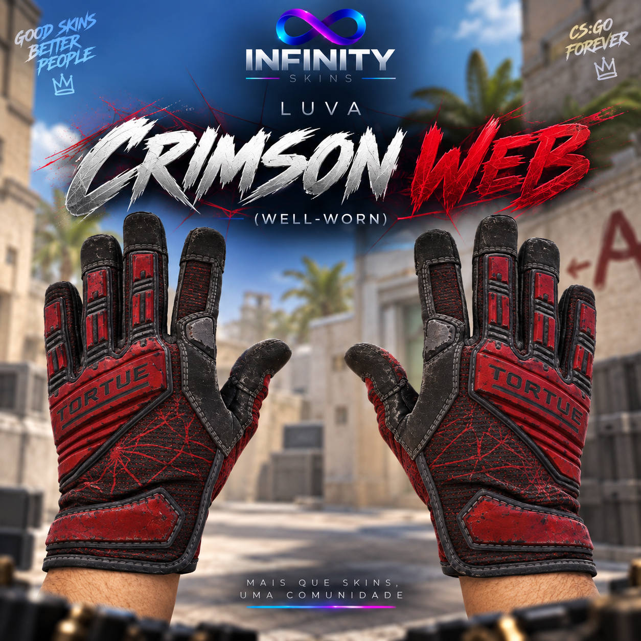 ★ Luvas | Crimson Web (Well-Worn)